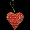 Red velvet heart embroidered with gold and white pearls