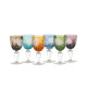 6 Assorted colored and geometric pattern wine glasses