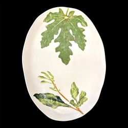 Oval dish of edible plants