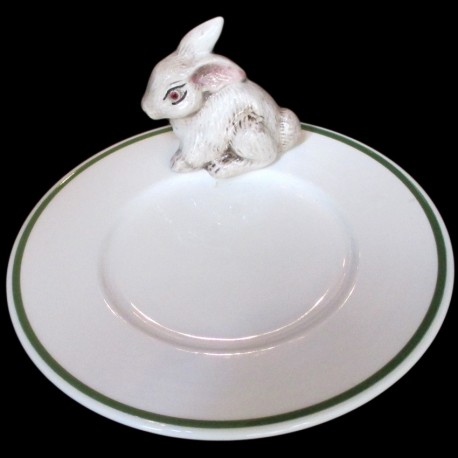 Lapin blanc sur petite assiette D 16,6 cm