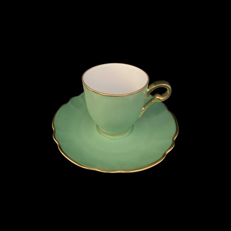 Tasse et Sous-Tasse Café Porcelaine Vert Collection Mozart