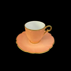 Tasse et Sous-Tasse Café Porcelaine Saumon Collection Mozart