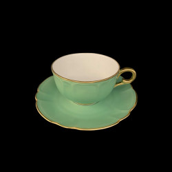 Tasse et Sous-Tasse Thé Porcelaine Vert Collection Mozart