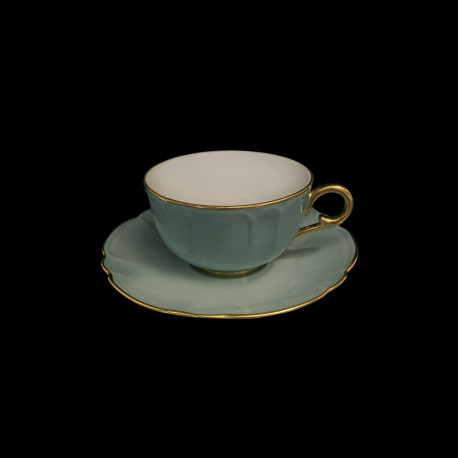 Porcelain Tea Cup and Saucer in Celadon Mozart Collection