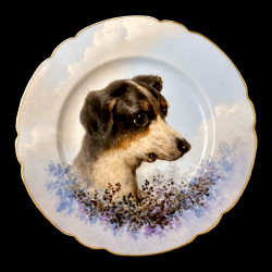 Limoges hand painted porcelain dog set, Escalier de Cristal, XIXe