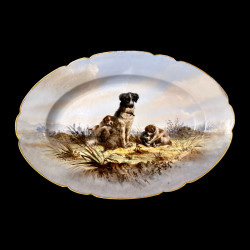 Limoges hand painted porcelain dog set, Escalier de Cristal, XIXe