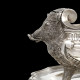 Jardinière têtes sanglier et présentoir, métal argenté style XVIIIe L 50,5- 53,5 cm