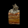 6 Marine-themed card holders in sterling silver hardstone bases by Buccellati