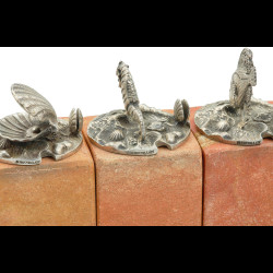 6 Marine-themed card holders in sterling silver hardstone bases by Buccellati