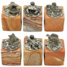 6 Marine-themed card holders in sterling silver hardstone bases by Buccellati