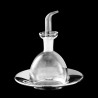 High-end oil dispenser in glass and silver-plated metal