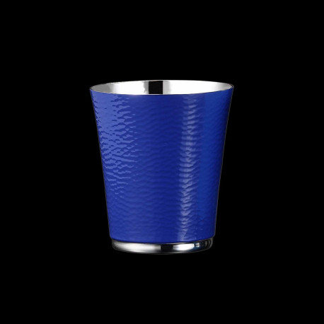 Silver-plated enamelled hammered tumbler - Blue