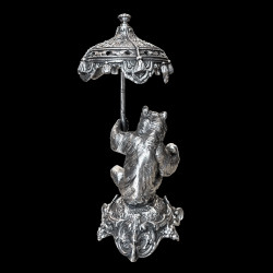 19th century bronze sculpture, Bear with an umbrella, signed Fratin