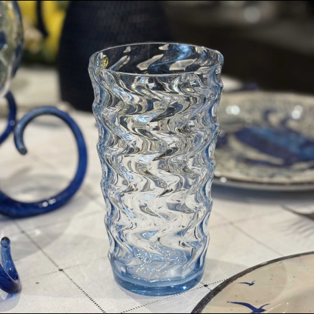 Verre à soda acrylique Vagues bleu
