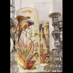 Pair of hand-painted faience vases, Creil & Montereau, circa 1876–1884