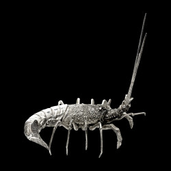 Langouste sculpture en fonte argentée Mauro Manetti  L 43 x 30 cm H 44 cm
