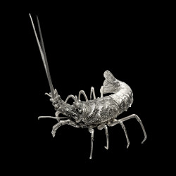 Langouste sculpture en fonte argentée Mauro Manetti  L 43 x 30 cm H 44 cm