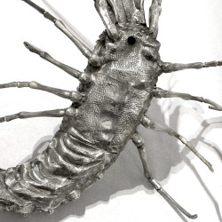 Langouste sculpture en fonte argentée Mauro Manetti  L 43 x 30 cm H 44 cm