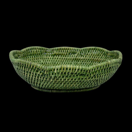 Corbeille rotin vert