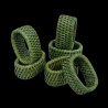6 Green rattan napkin rings