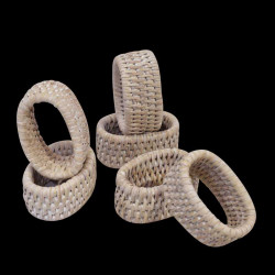 6 rattan napkin rings