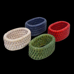 6 Ronds de serviette rotin bleu