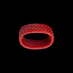 6 Red rattan napkin rings