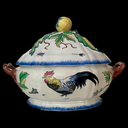 Soupière Rousseau faience Creil L&M circa 1867 Expo Universelle L28,5 x H40cm