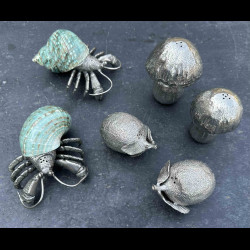 Pair of Salt & pepper shakers Pewter Mushrooms