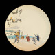Plates with Japonism scenes, enameled earthenware, Vieillard manufactory, circa 1880