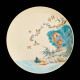 Plates with Japonism scenes, enameled earthenware, Vieillard manufactory, circa 1880