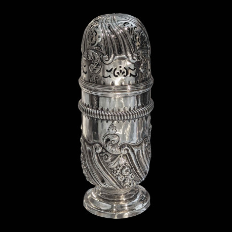 Silver sugar caster rococo style England 1896