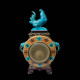 Pendule japonisante en faïence polychrome, manufacture Vieillard Bordeaux circa 1880
