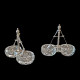 Set of six double salt cellars with their silver spoons, made in Paris around 1900