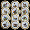 Service of 12 dinner plates decorated with birds Royal Vienna manufactory porcelain, late 19th c.