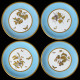 Suite de douze assiettes porcelaine marli turquoise décor à l'or Minton, 1890