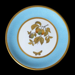 Suite de douze assiettes porcelaine marli turquoise décor à l'or Minton, 1890