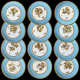 Suite de douze assiettes porcelaine marli turquoise décor à l'or Minton, 1890