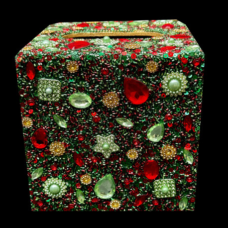 Treasure tissue box red and green