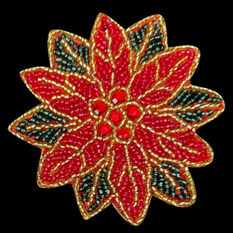 Dessous de verre perlé Poinsettia Christmas Time