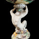 Large polychrome majolica tazza with a faun supporting a shell France 19th century