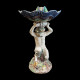 Large polychrome majolica tazza with a faun supporting a shell France 19th century