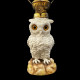 Lampe à pétrole hibou abat jour opaline blanche Fr yeux verre 40cm fin XIXe
