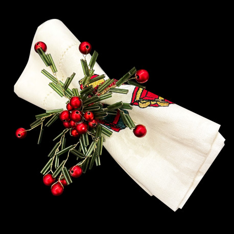 Rond de serviette houx Christmas Time