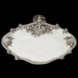 Pewter presentation platter with a mermaid by Piero Figura