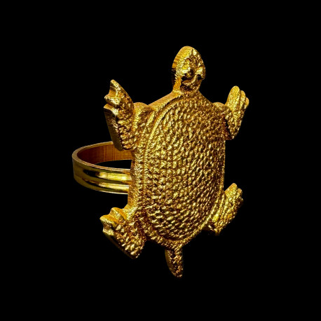 Ronde serviette doré Tortue