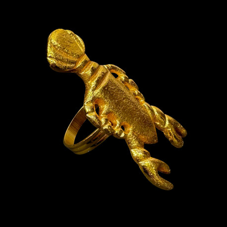 Ronde serviette doré Homard