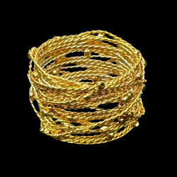 Ronde serviette doré Cordage perlé