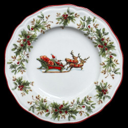Assiette à dessert faïence Traineau du Père Noël Red Nose