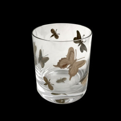 Verre à whisky insectes peint platine